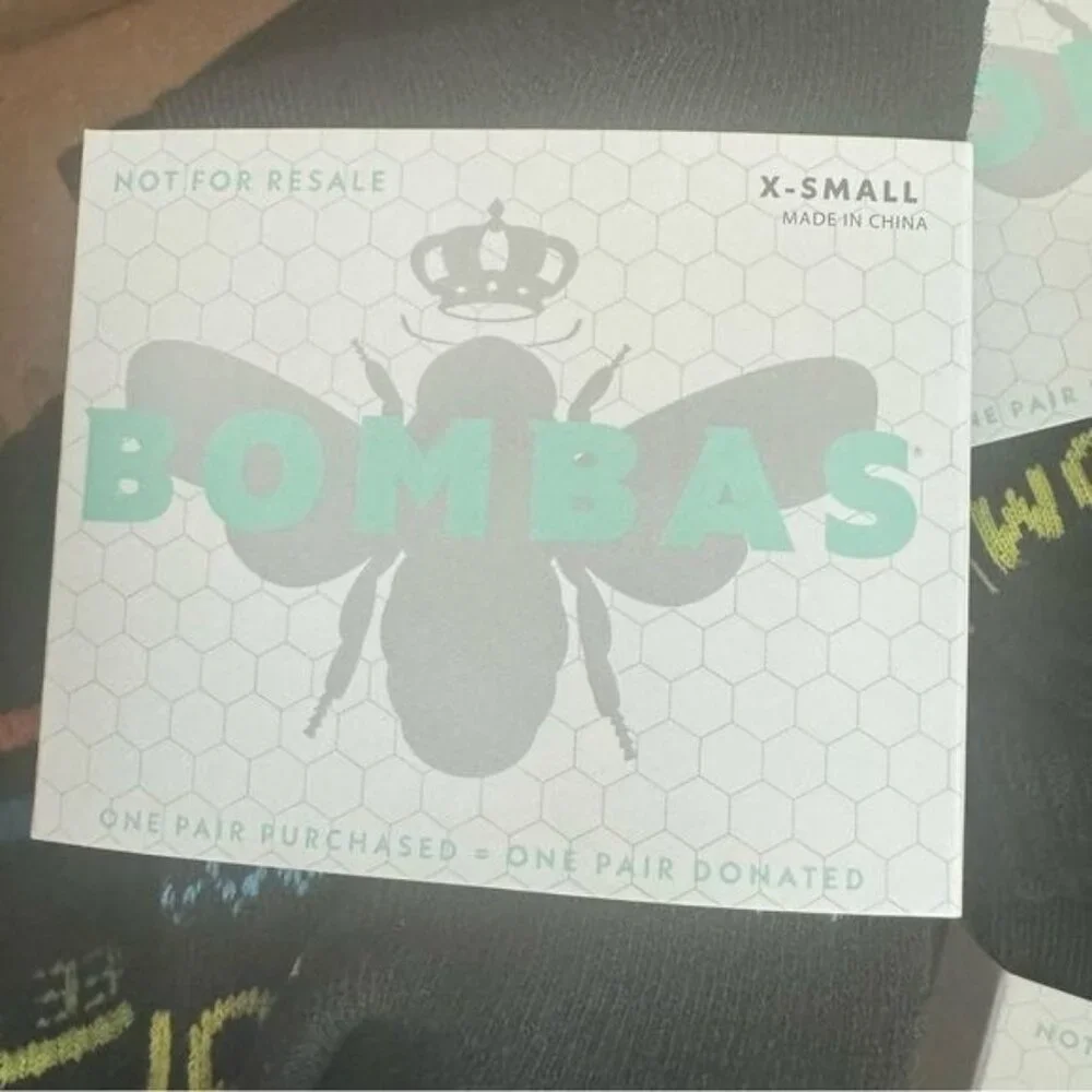 Bombas kids socks size XS black/multicolor calf‎ honeycomb arch support new 5X